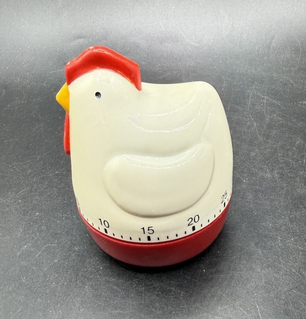 Chicken Kitchen Timer Yellow and Red WORKS Great! C32